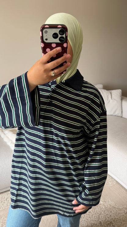STRIPED TEE [LONG SLEEVED + COLLAR]