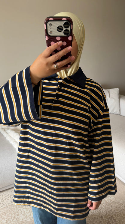 STRIPED TEE [LONG SLEEVED + COLLAR]
