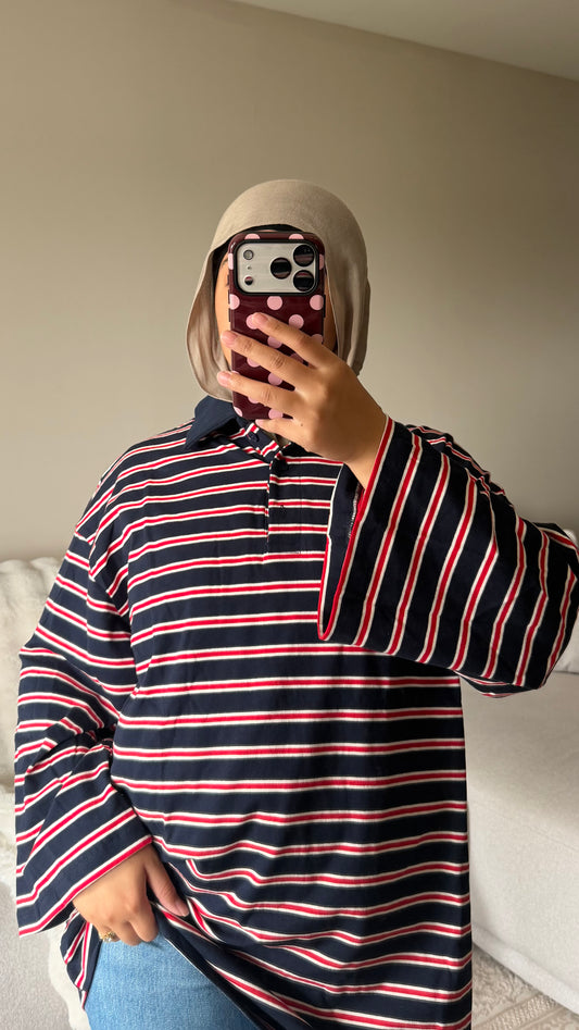 STRIPED TEE [LONG SLEEVED + COLLAR]