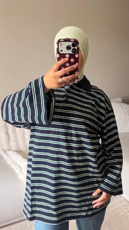 STRIPED TEE [LONG SLEEVED + COLLAR]
